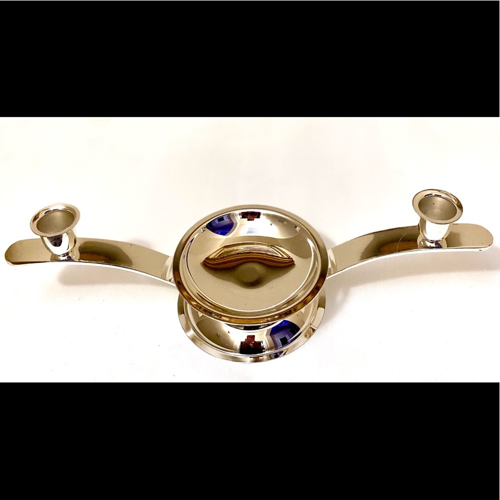 Metal Candle Holder in Silver 3.5” H